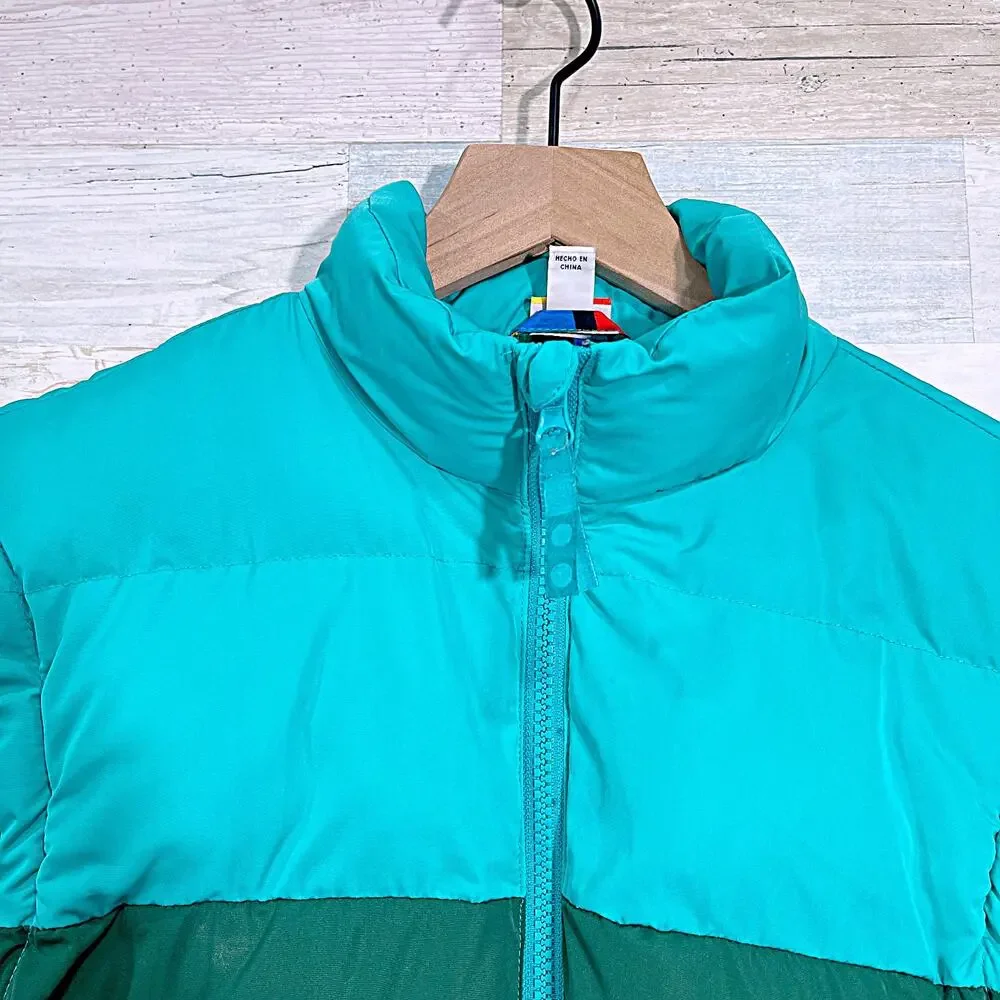 Lego x Target Puffer Jacket Green Colorblock Removable Sleeve Kids Boys Small